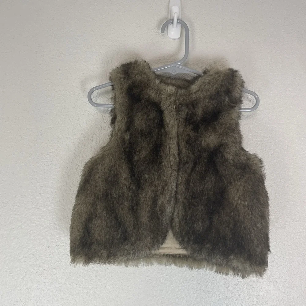 Carter's Toddler 4T‎ Faux Fur Vest Brown Cozy Plush Warm Fall Winter Layer NWT
